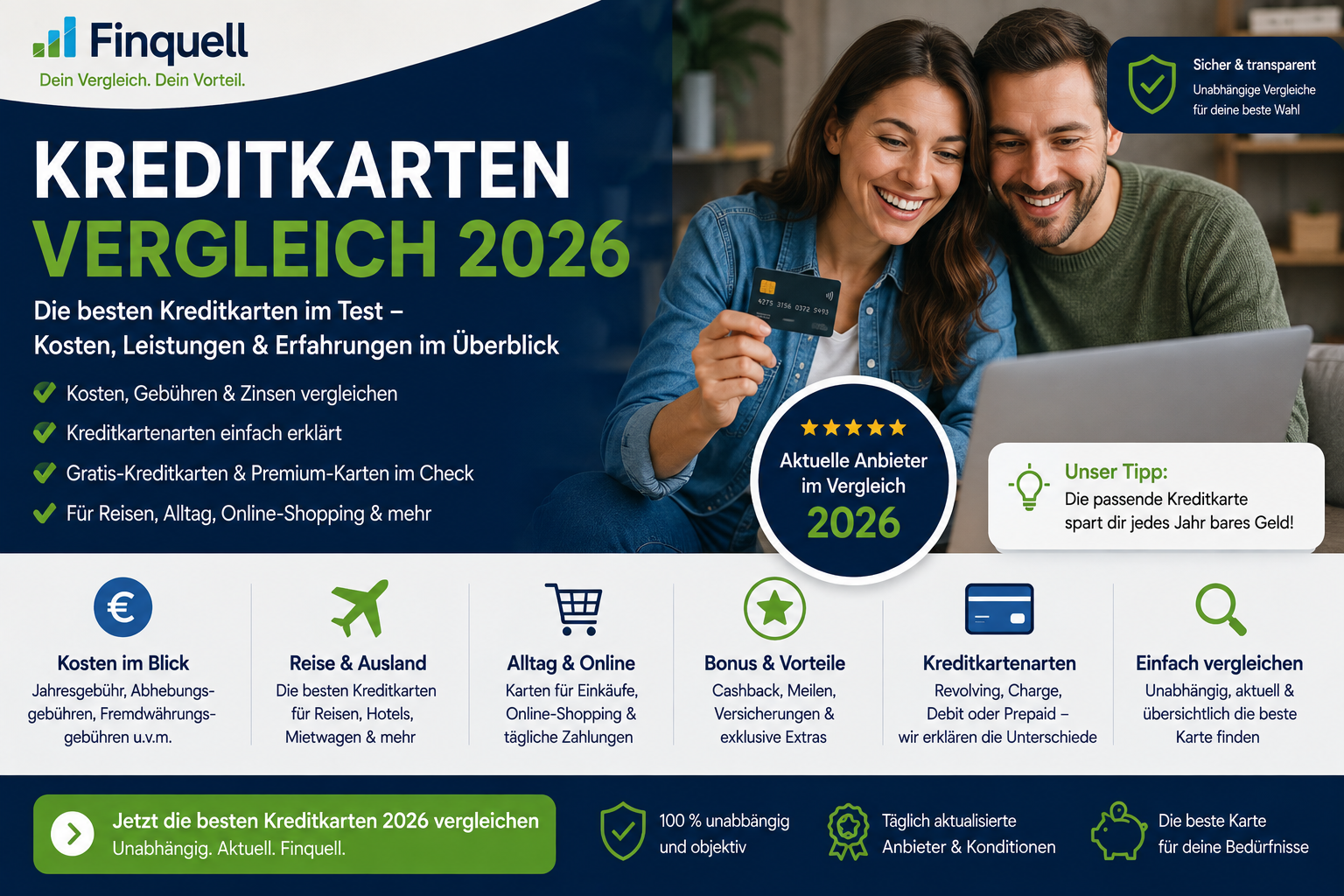 Kreditkarten Vergleich 2026: Kosten, Leistungen & beste Karten im Check