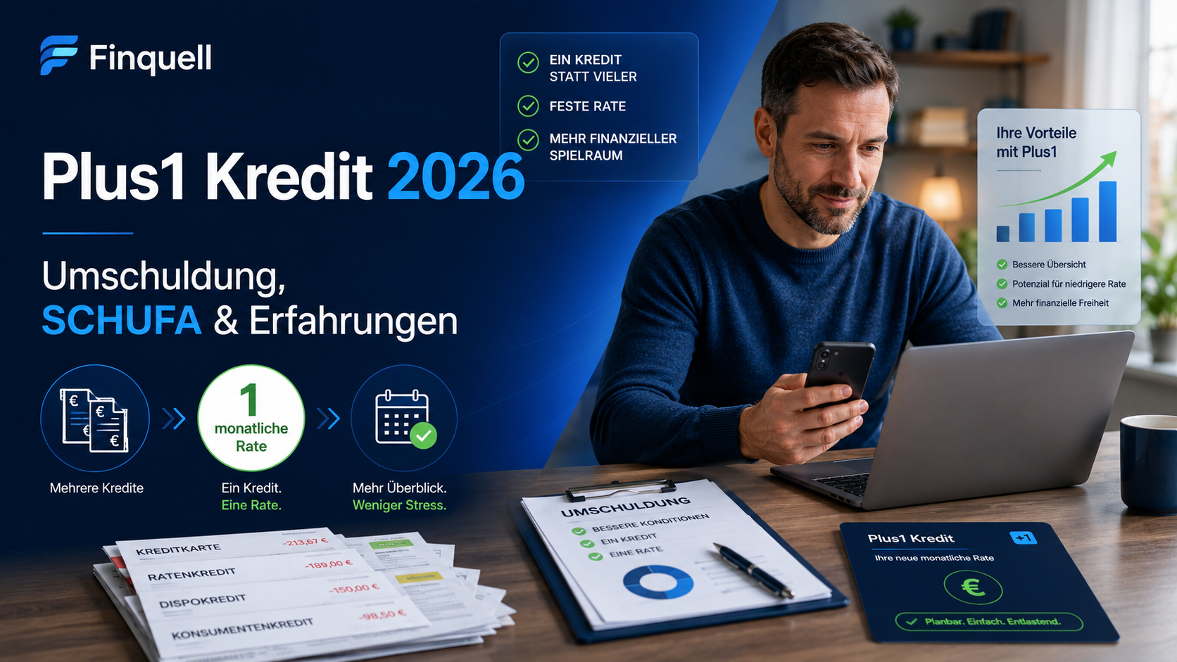 Plus1 Kredit Erfahrungen 2026 – Umschuldung, SCHUFA & Voraussetzungen