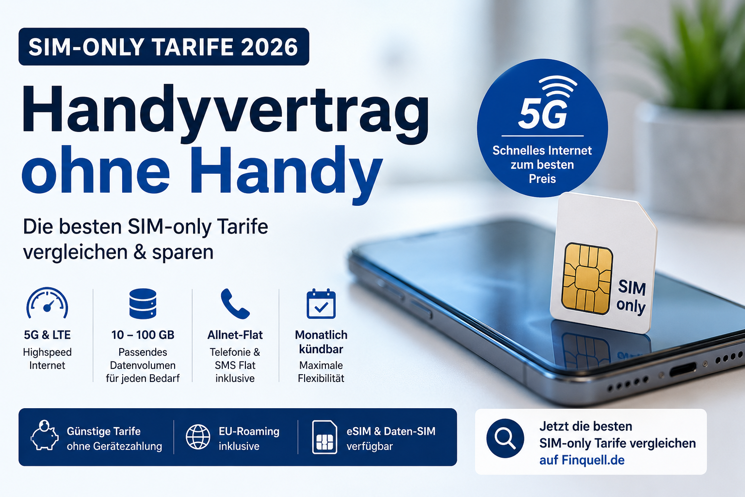 SIM-only Tarife 2026 – Handyvertrag ohne Handy, 5G & Datenvolumen