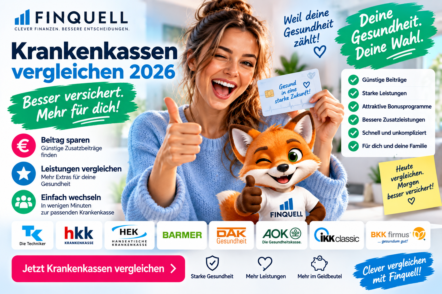 Krankenkassen Vergleich 2026: Welche Krankenkasse ist günstig, gut und passt zu dir?