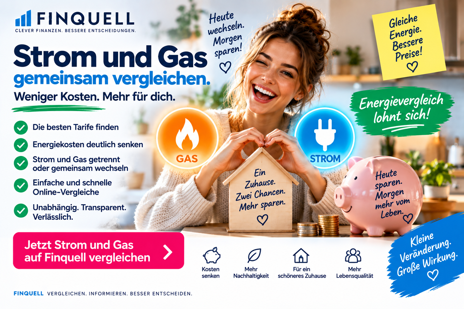 Strom und Gas vergleichen 2026: Energiekosten gemeinsam senken & bessere Tarife finden