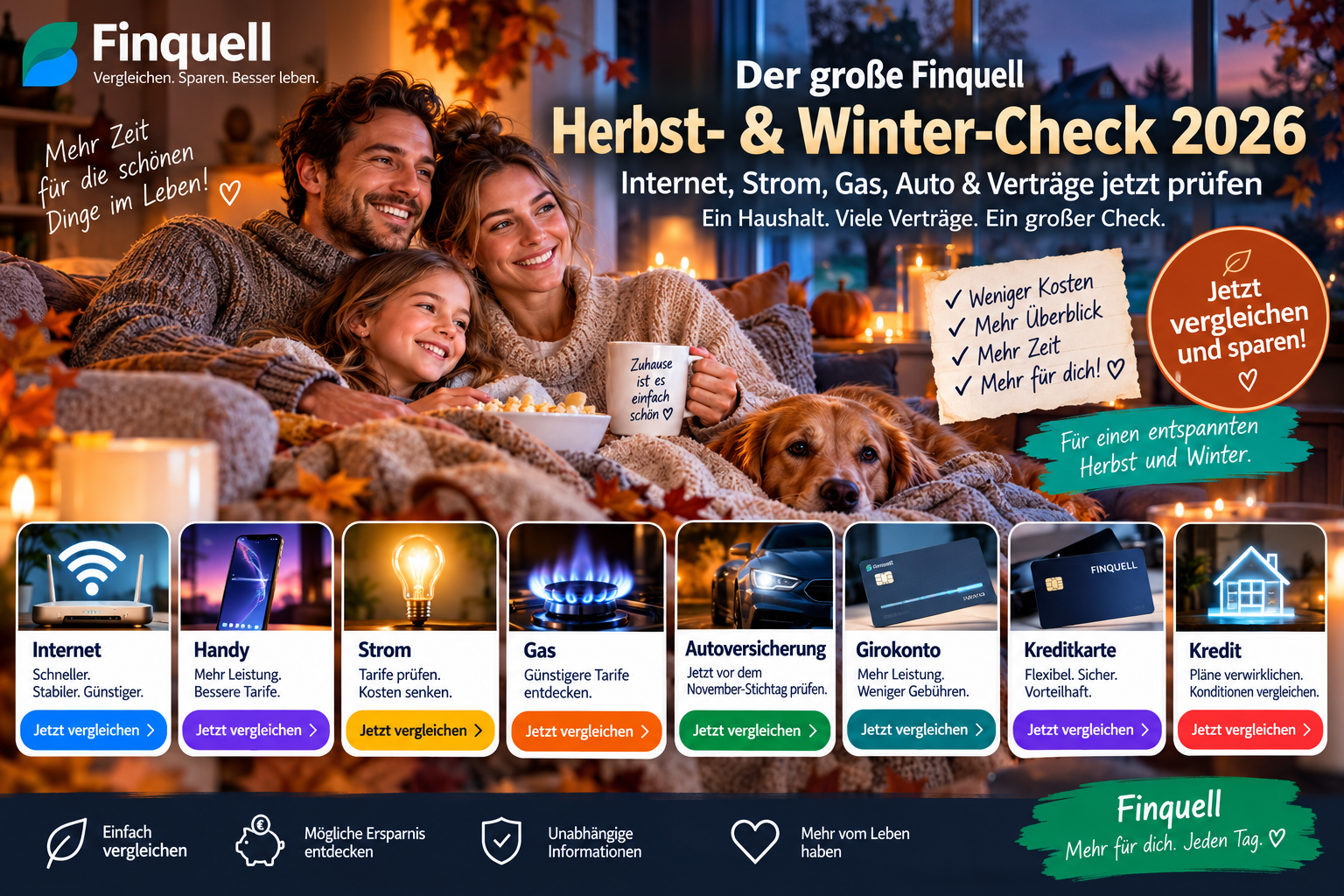 Herbst- & Winter-Check 2026: Internet, Strom, Gas & Autoversicherung | Finquell